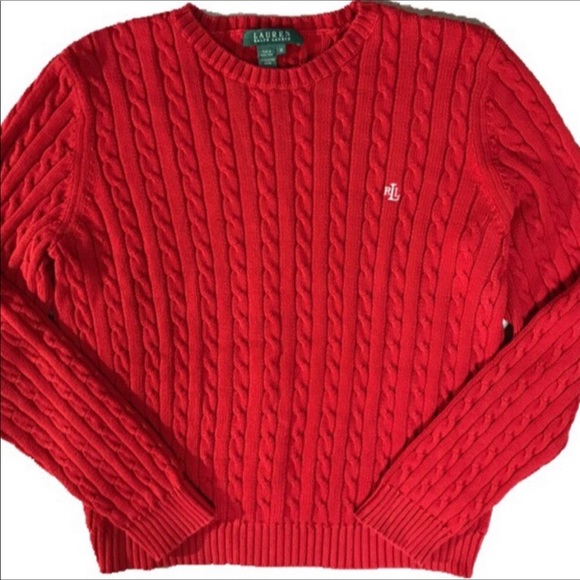 Ralph Lauren Sweaters - SOLD-Ralph Lauren Preppy Cable Knit Red Sweater